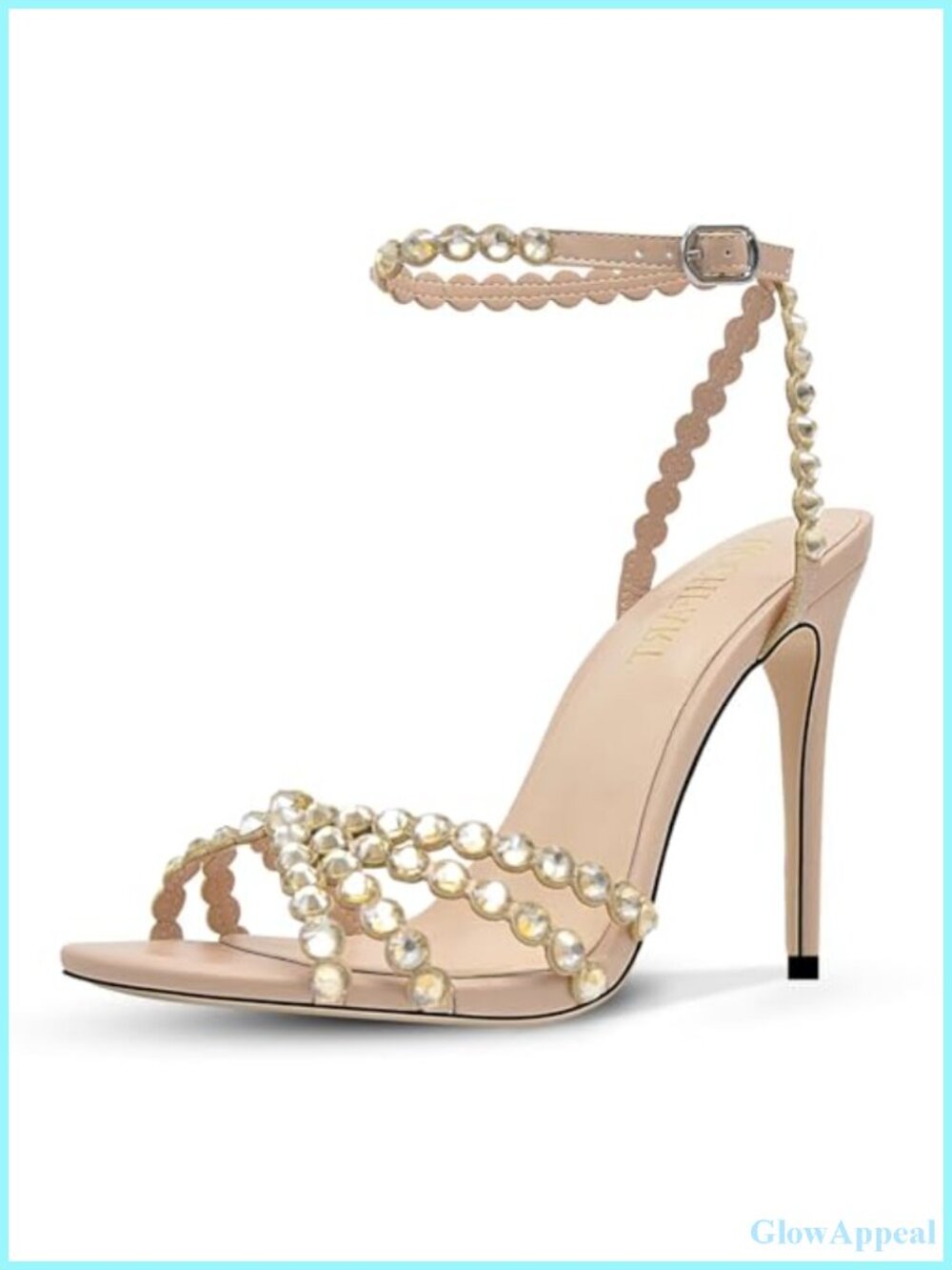Rhinestone Strappy Stiletto Heeled Sandals Round Toe Dressy Pumps